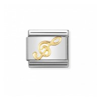 Link Nomination Acero y Oro Clave de Sol 030117 08 | Joyería River