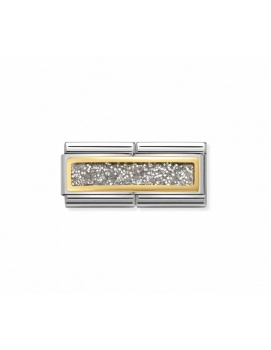 Link Nomination Acero y Oro doble "Glitter plata "030720 02