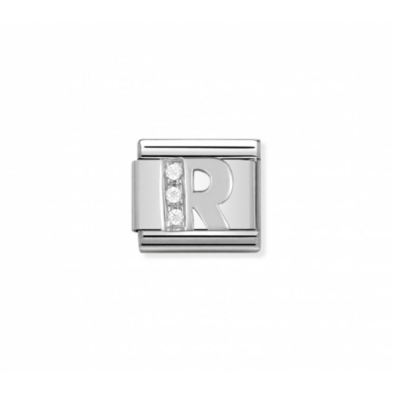 Link Nomination Acero y Plata "R" 330301 18 | Joyería River
