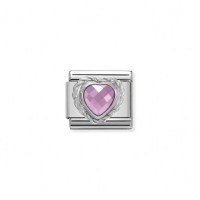 Link Nomination Acero y Plata "Corazón rosa" 330603 003 | Joyería R...