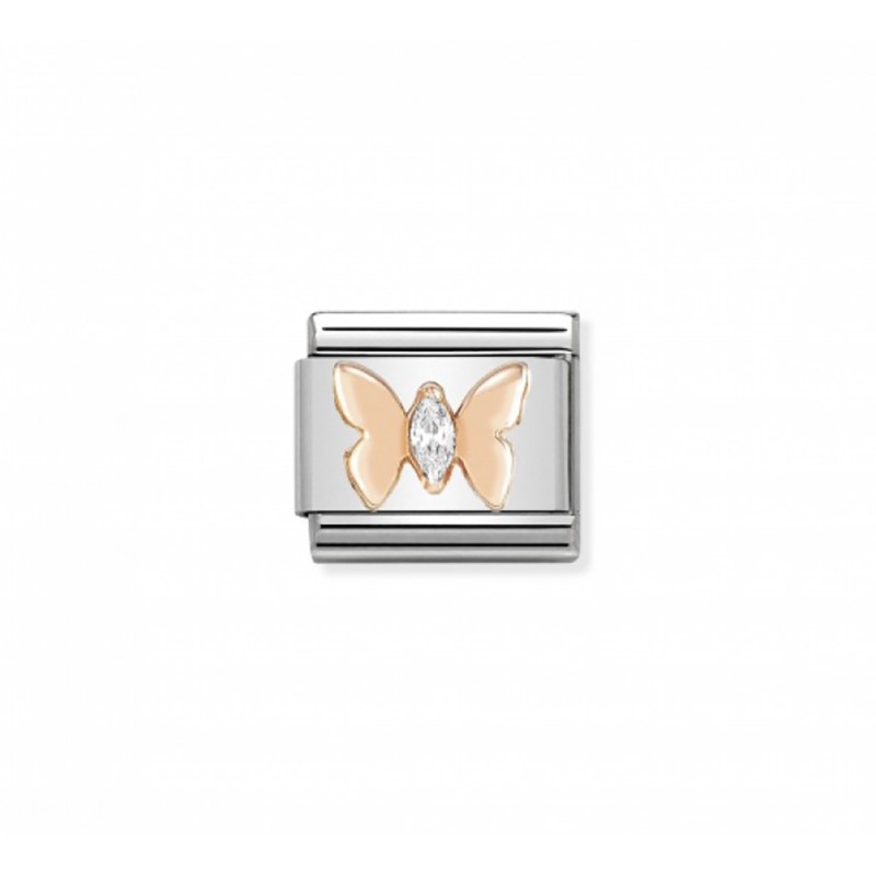 Link Nomination Acero y Oro Rosa "Mariposa" 430305 19 | Joyería River