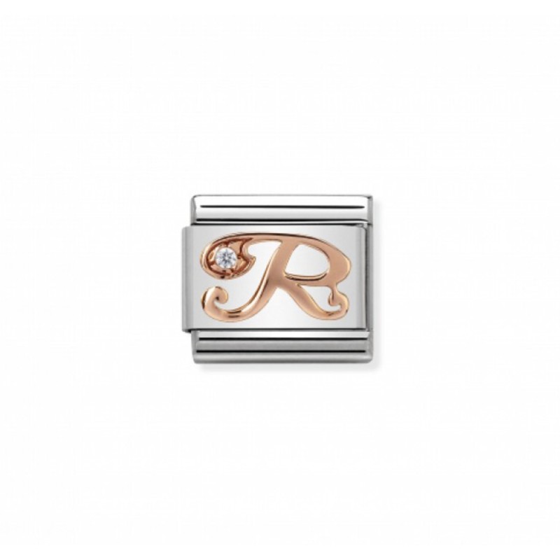 Link Nomination Letra "R" Oro rosa y Circonita 430310 18 | Joyería ...