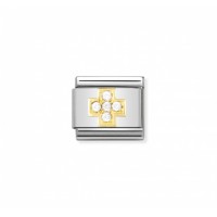 Link Nomination Acero y Oro con circonitas "Cruz" 030307 01 | Joyer...