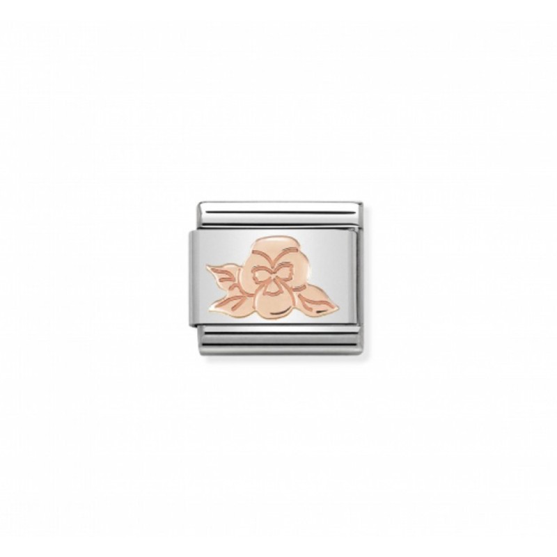 Link Nomination Acero y Oro Rosa "Flor violeta" 430104 24 | Joyería...