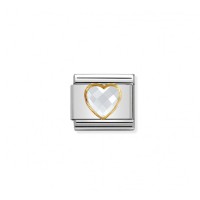 Link Nomination Acero y Oro "Corazón Blanco" 030610 010 | Joyería R...